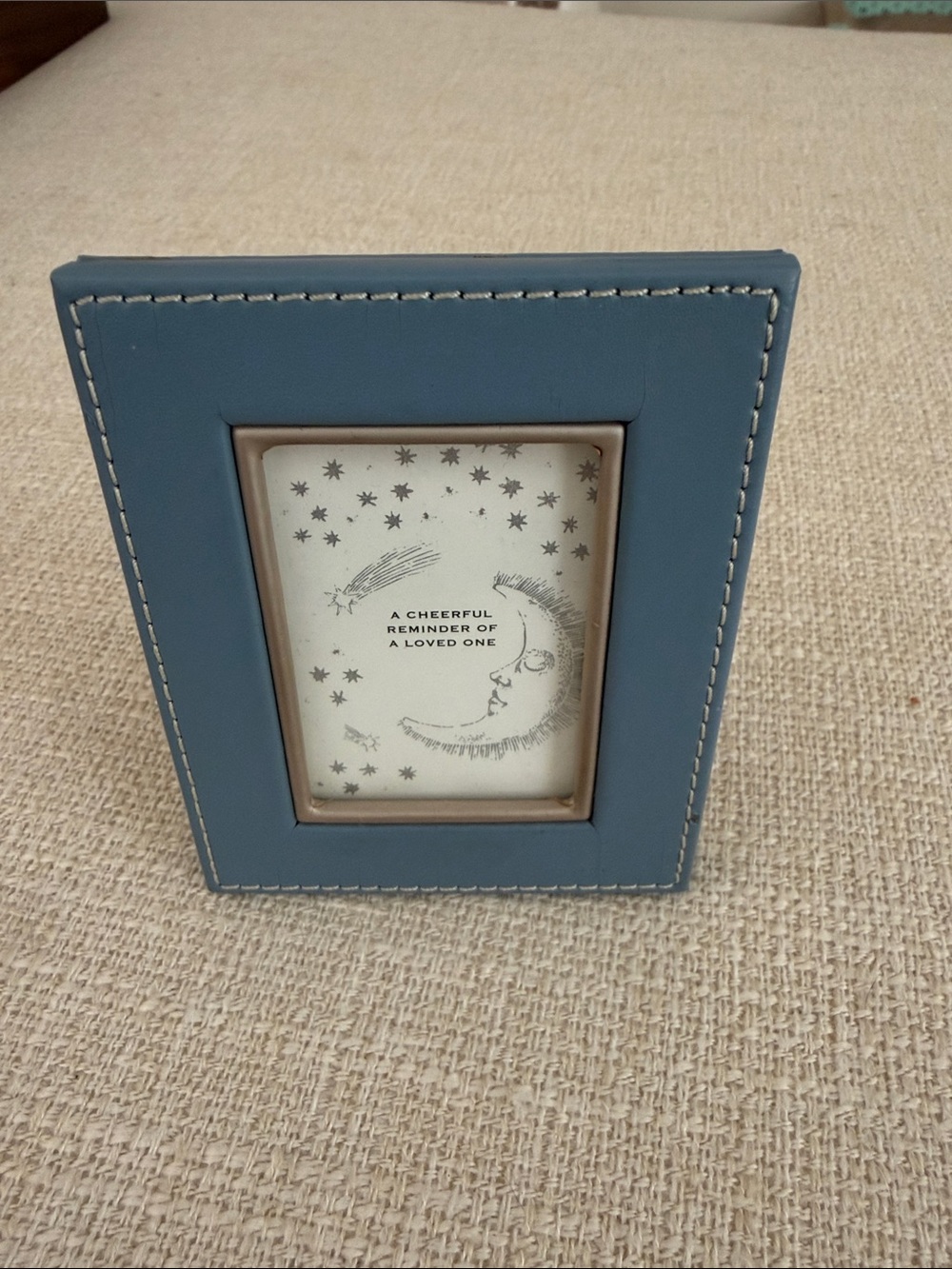 Blue Leatherette Tabletop Photo Frame